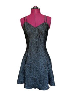 Victoria's Secret Gold Label Black Jacquard Slip Dress